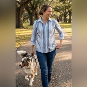 Apostrophe Multicolor Striped  Women’s Shirt -large petite